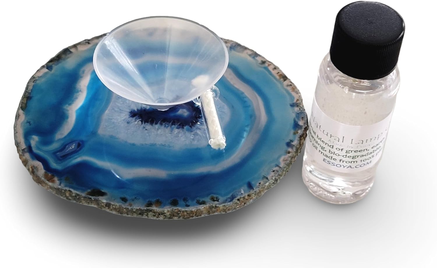 Blue Agate Stone Oil Candle - Unique Natural Crystal Lamp for Home Ambiance & Gifting