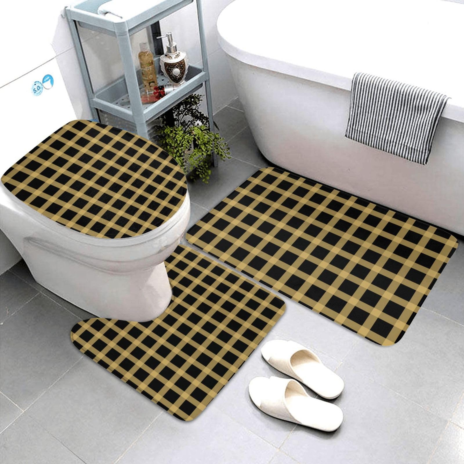 Tapis de contour de toilette en forme de U lavable avec tapis de bain doux