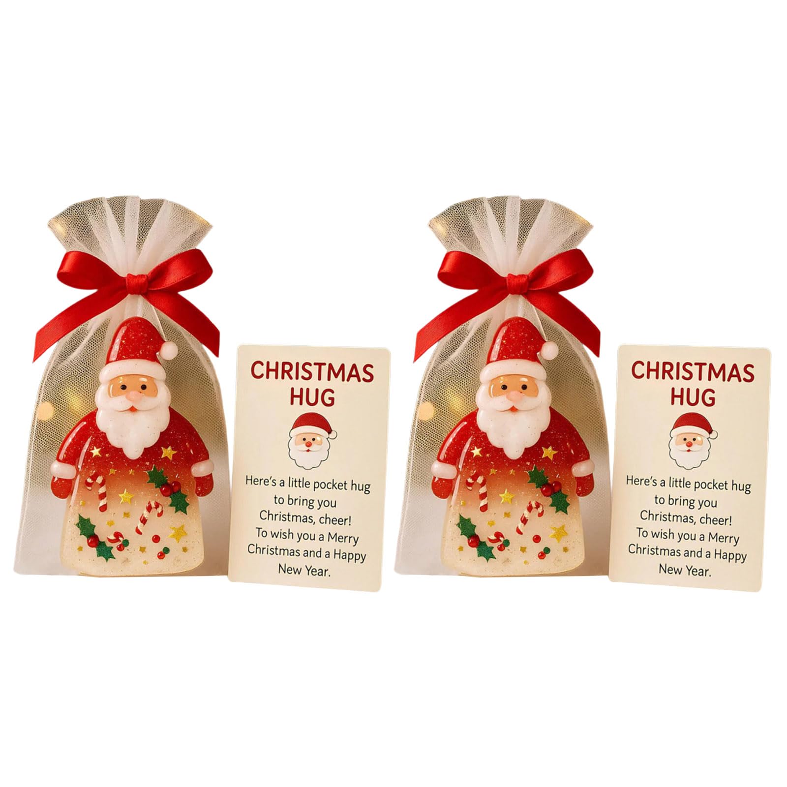 Jazuaiao Santa Pocket Gift Hanging Decoration Acrylic Paper Holiday Craft for Christmas Tree Party Projects Christmas Hanging Ornament