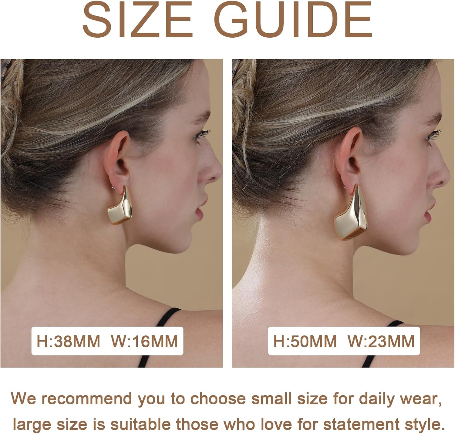 Apsvo Gold/Silver Chunky Earrings for Women, Gold Thick Hoop Earrings Statement Earring Lightweight Drop Dangle Earring Trendy Jewelry - Image 6