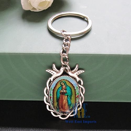 Miniatura 5 de WE Llavero conmemorativo favor 12PCS Nuestra Señora de GuadalupeRecuerdos para Novenario Aniversario (blanco), plateado