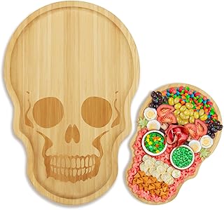 Skull Aperitif Board Unique Bamboo Charcuterie Cheese Cutting Board with Spooky Skeleton Design Ideal Decorative Serving Platter Tray for Mothers' Day Easter
