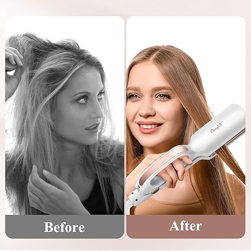 Miniatura 8 de CkeyiN Plancha plana infrarroja profesional, plancha de pelo de turmalina de cerámica de 2.3 pulgadas de ancho con diseño de mango y temperatura