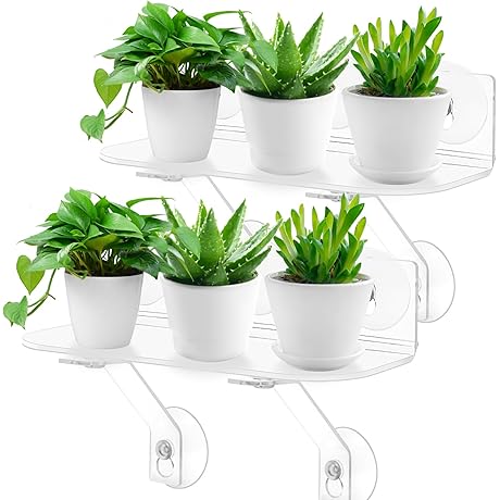 12 Inch Window Sill Extender for Plants with Load Bearing Bracket and Suction Cups