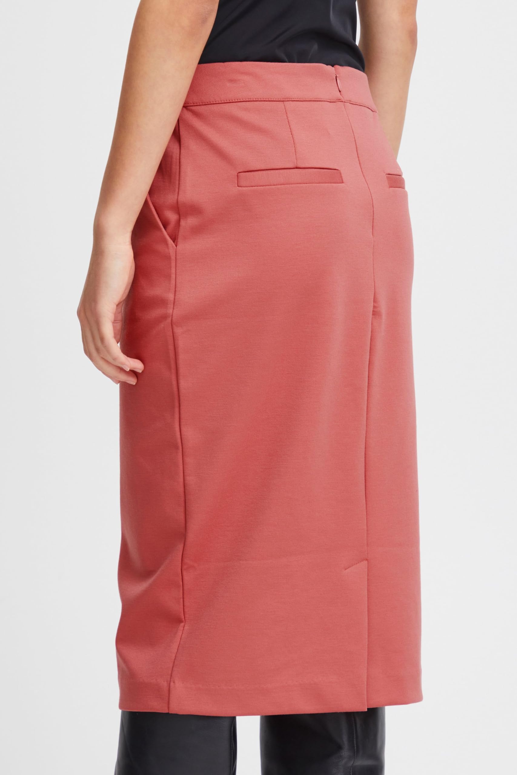 ICHI IHKATE SUS Office SK Damen Kurzer Rock Midi-Pencilskirt mit Schlitz Stretch Slim-Fit
