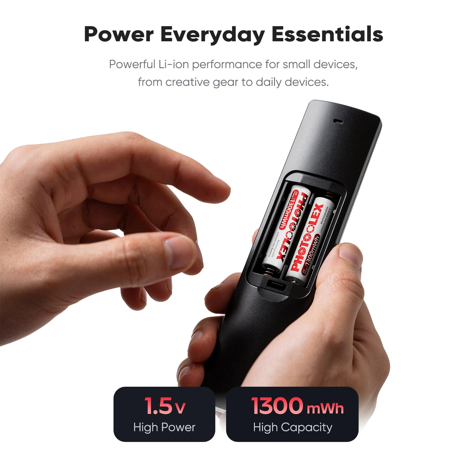PHOTOOLEX Batterie AAA ricaricabili al litio 16 pezzi con caricatore a 8 slot, 1300 mWh ad alta capacità 1,5 V, batteria agli ioni di litio, 1600 cicli AAA con caricatore rapido