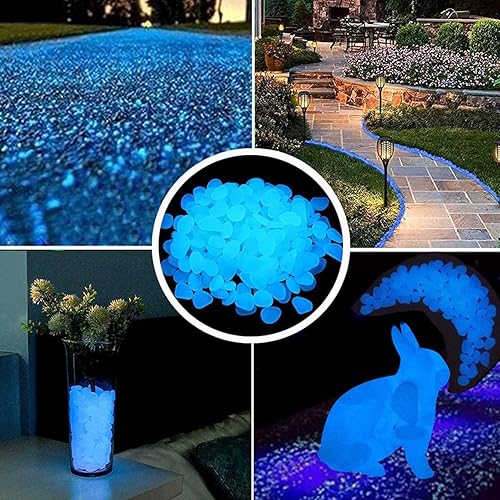 Miniatura 3 de 520 piedras que brillan en la oscuridad, piedras de Gardon luminosas para pasarelas, patio, acuario, pecera, decoración alimentada por luz y piedras