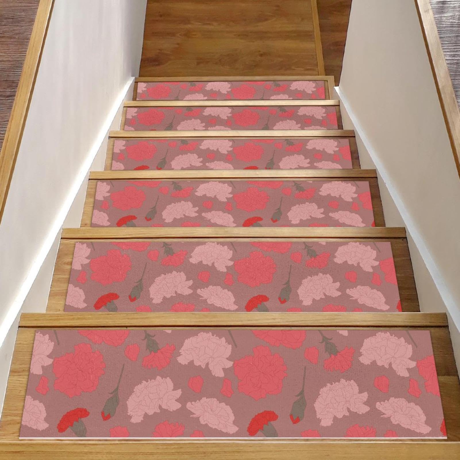 Alfombra antideslizante para peldaños de escalera interiores de madera reutilizable de 8x30