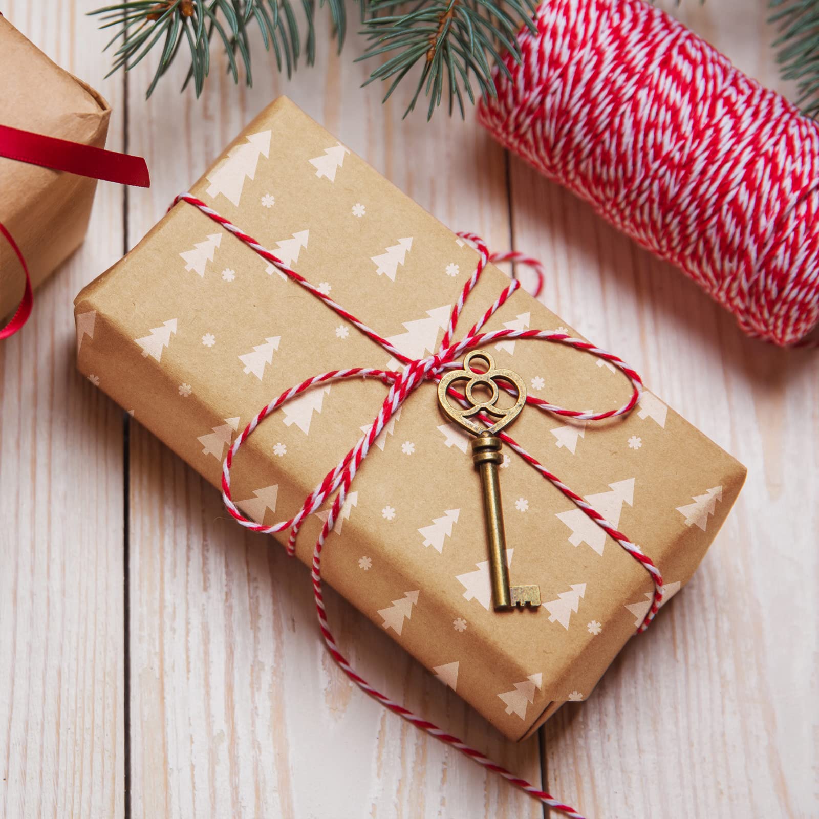 Rotolo Di Carta Regalo In Carta Kraft Con Fiocchi Di Neve, Ecologica E Riciclabile - Perfetta Per Natale E Feste