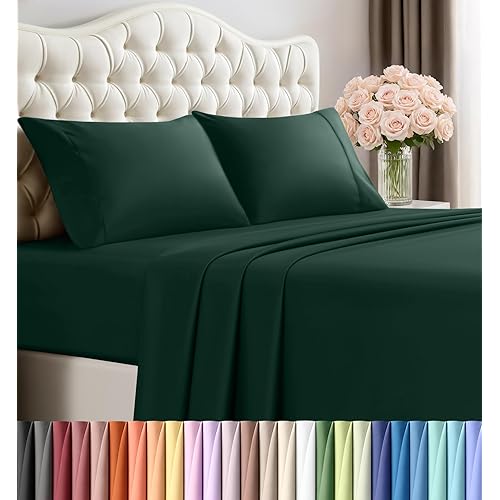 Utopia Bedding Queen Size Sheet Set – 4 Piece Bed Sheets, Soft and Breathable Microfiber, Includes 1 Fitted Sheet, 1 Flat Sheet and 2 Pillowcases – Oeko-Tex - (Emerald Green)