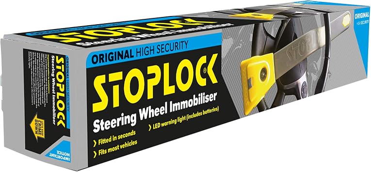 Stoplock HG 134-59 Original Anti-Theft Key Lock Steering Wheel Lock - Anti-Theft Security Deterrence Device for Cars and Other Vehicles, Yellow
