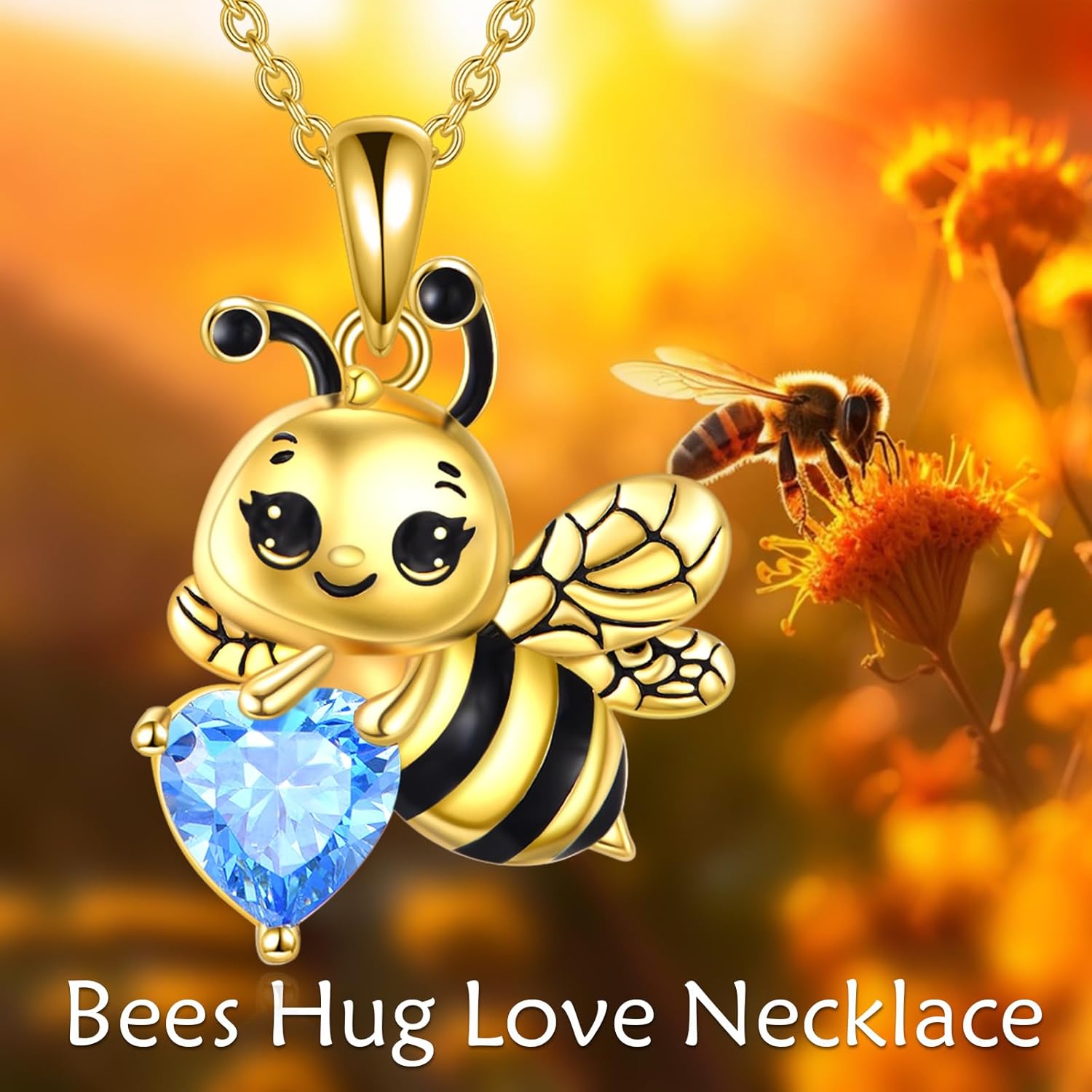 Cat/Bee/Dolphin/Unicorn/Penguin/Bat/Bear/Dog/Rabbit with Heart Cubic Zirconia Necklace Cute Animal Pendant Jewelry Gift for Women Men - Image 6