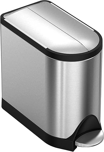 SimpleHuman Cesto de basura con pedal abertura estilo mariposa de acero inoxidable 26 gal