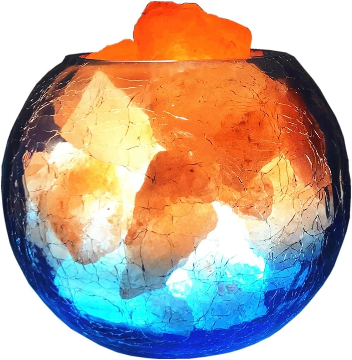 Salt Lamp, Sleep AidIce Cracked Glass Bowl, Dimmable Night Light Bedroom Decoration Sleeping Lights, USB Himalayan Salt Lamp