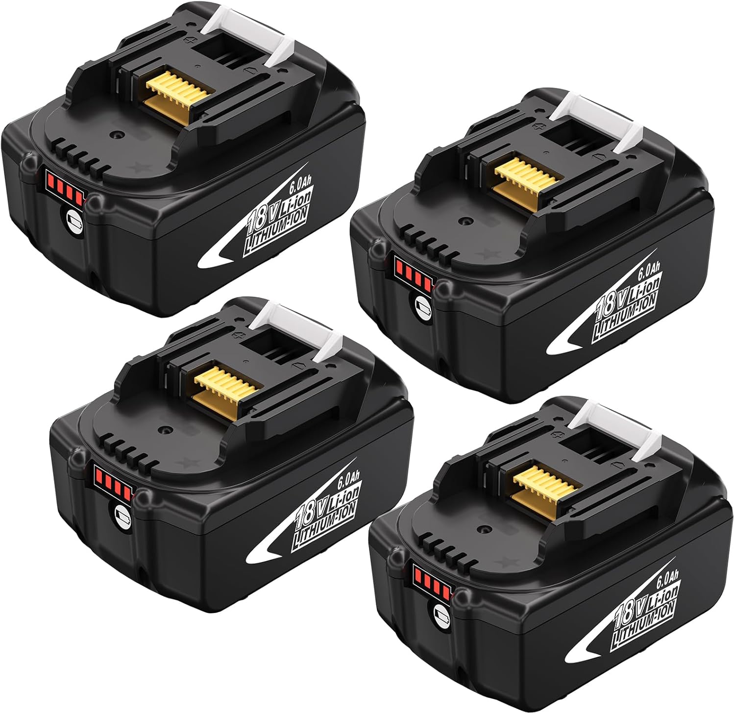 18V Lithium-Ion 6.0Ah Battery BL1860 Replacement for Makita 18V Battery 6.0Ah Compatible with Makita 18 Volt Tools and Chargers 4-Pack