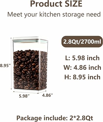 Miniatura 5 de Recipientes herméticos de almacenamiento de alimentos con tapas, recipientes apilables para organización de despensa de cocina, ideal para cereales,