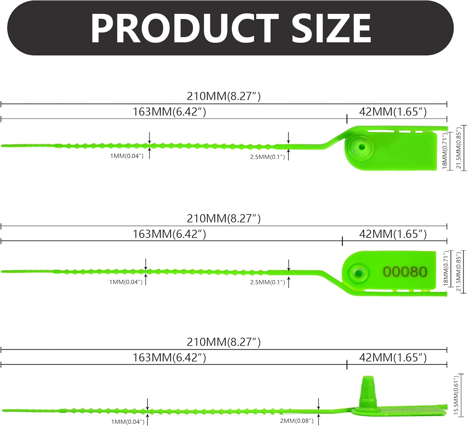 1000 Plastic Security Seals Secure Anti-Tamper Fire Extinguisher Tags Numbered Zip Ties Inspection Tags Breakable Label Tags Pull Tite Safey Tags for First Aid Kits, Clothes,Bags (Green)