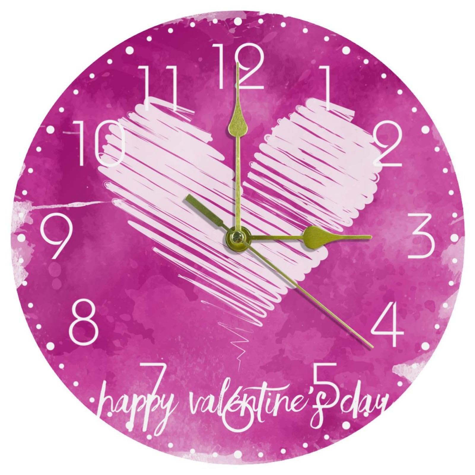 Horloge murale en forme de cœur rose décorative à piles pour chambre et salon