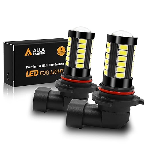 Alla Lighting Super Bright 9145 H10 LED Fog Light Bulbs, 6000K Xenon White 2800 Lumens PY20D 9140 9155 12V Replacement 5730 33-SMD LEDs