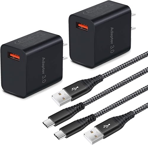 Bloque de carga rápida USB 3.0 con cable tipo C de 6 pies, cargador de teléfono Android cable trenzado USB C compatible con Samsung Galaxy S24 S23