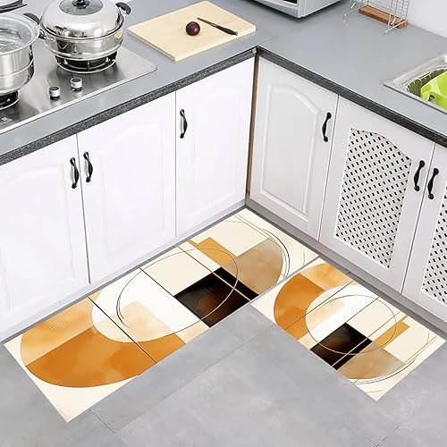 Miniatura 3 de Aesthetics - Alfombras de cocina antideslizantes antideslizantes con diseño de mármol, estilo bohemio, para piso, oficina, lavandería