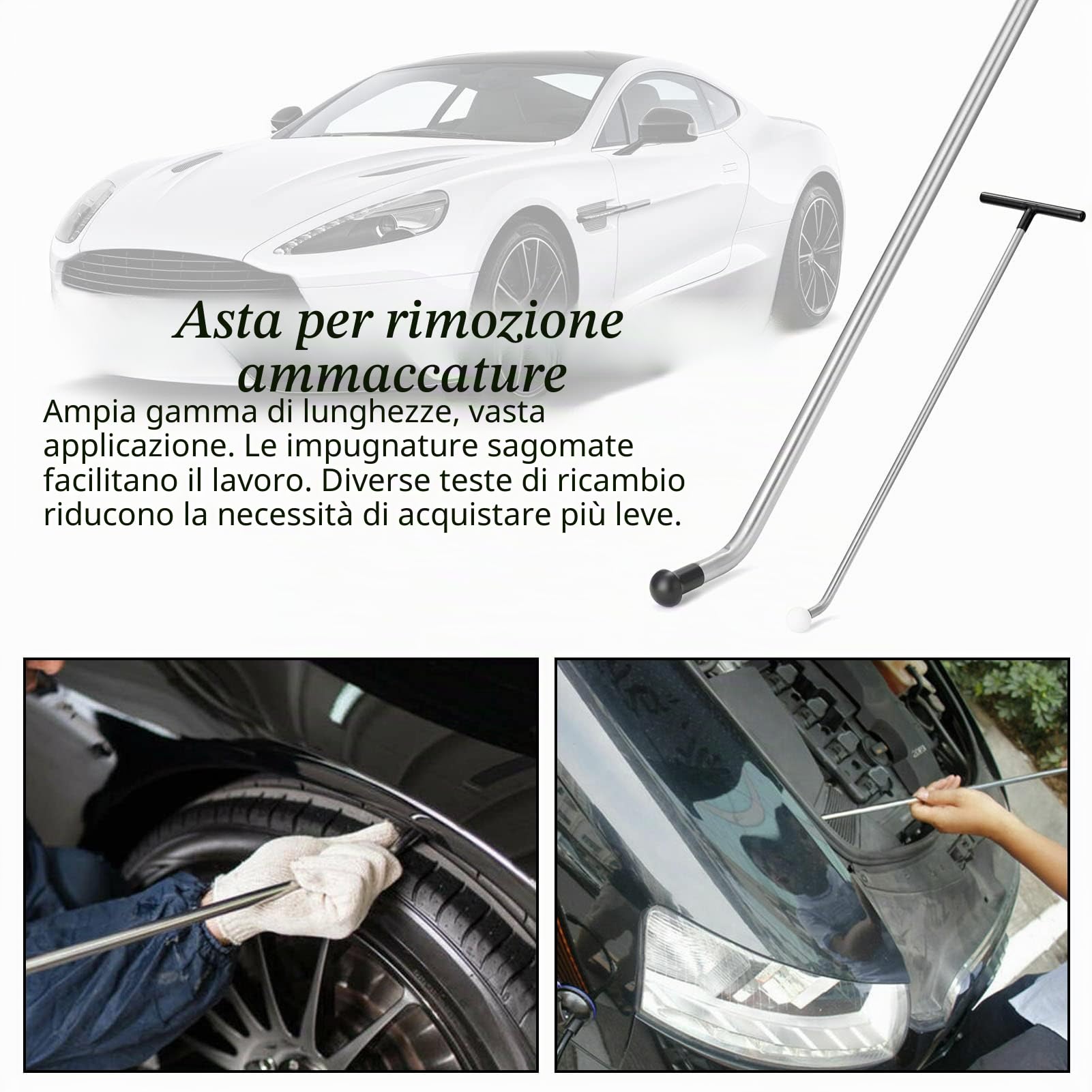 Set di attrezzi per la riparazione di ammaccature, per auto, senza vernice, per la riparazione di ammaccature