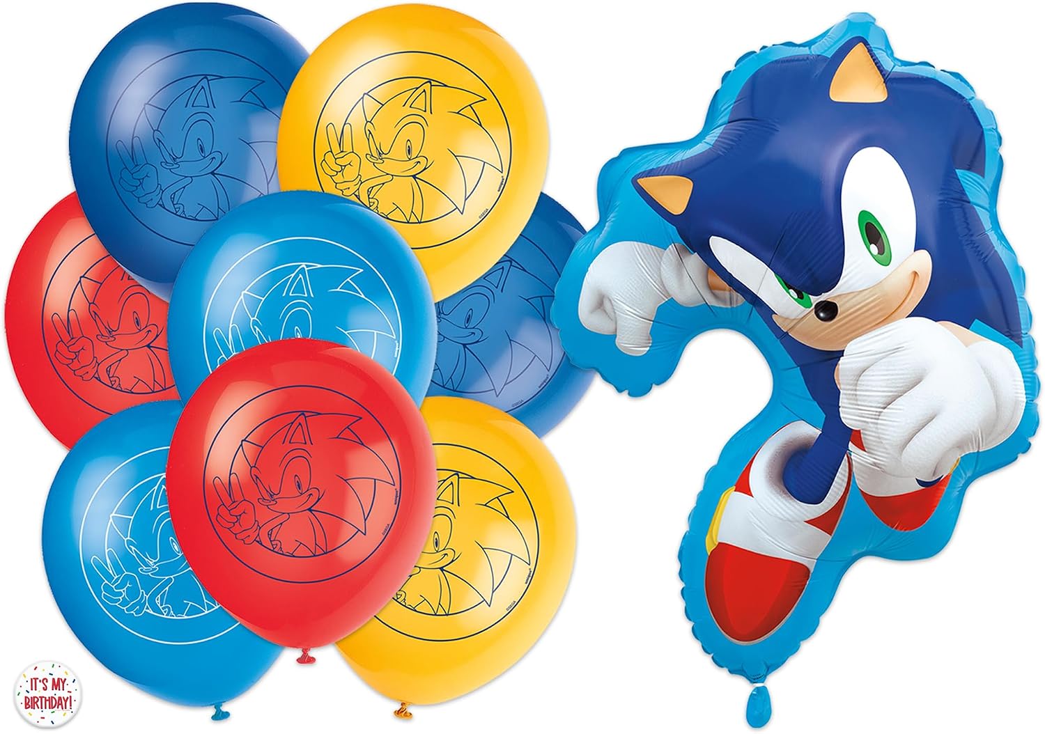 Sonic The Hedgehog Latex and Foil Balloons Set, Multicolor