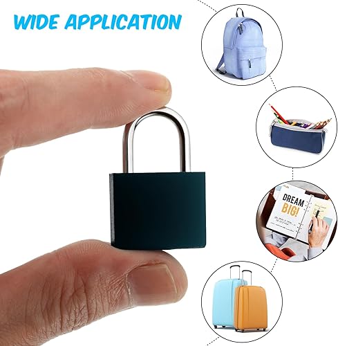 Miniatura 4 de Ripeng 10 cerraduras de equipaje con llaves, candado pequeño, mini cerraduras negras, pequeños candados de metal para mochila de viaje, escuela,