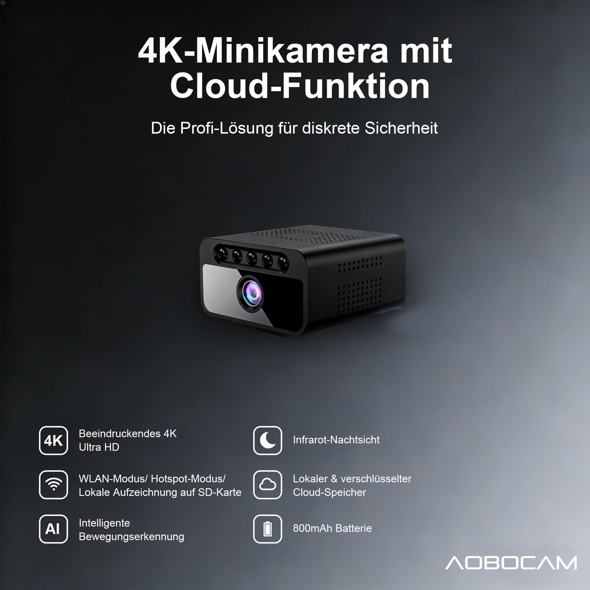 Webcam Mini Indoor 4K WiFi - Sicurezza Casa Notturna - Dettaglio