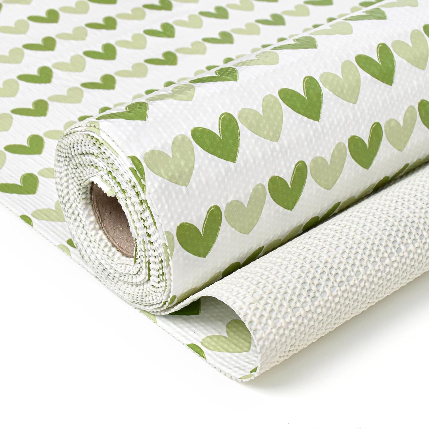 Shelf Liners for Kitchen Cabinets Non-Adhesive 24in X 11.8Ft, Cabinet Liner for Shelves Non Slip Thick Strong Grip Bathroom Cupboard Liner Drawers, Easy to Clean Waterproof/Washable Green Heart 24IN*11.8FT