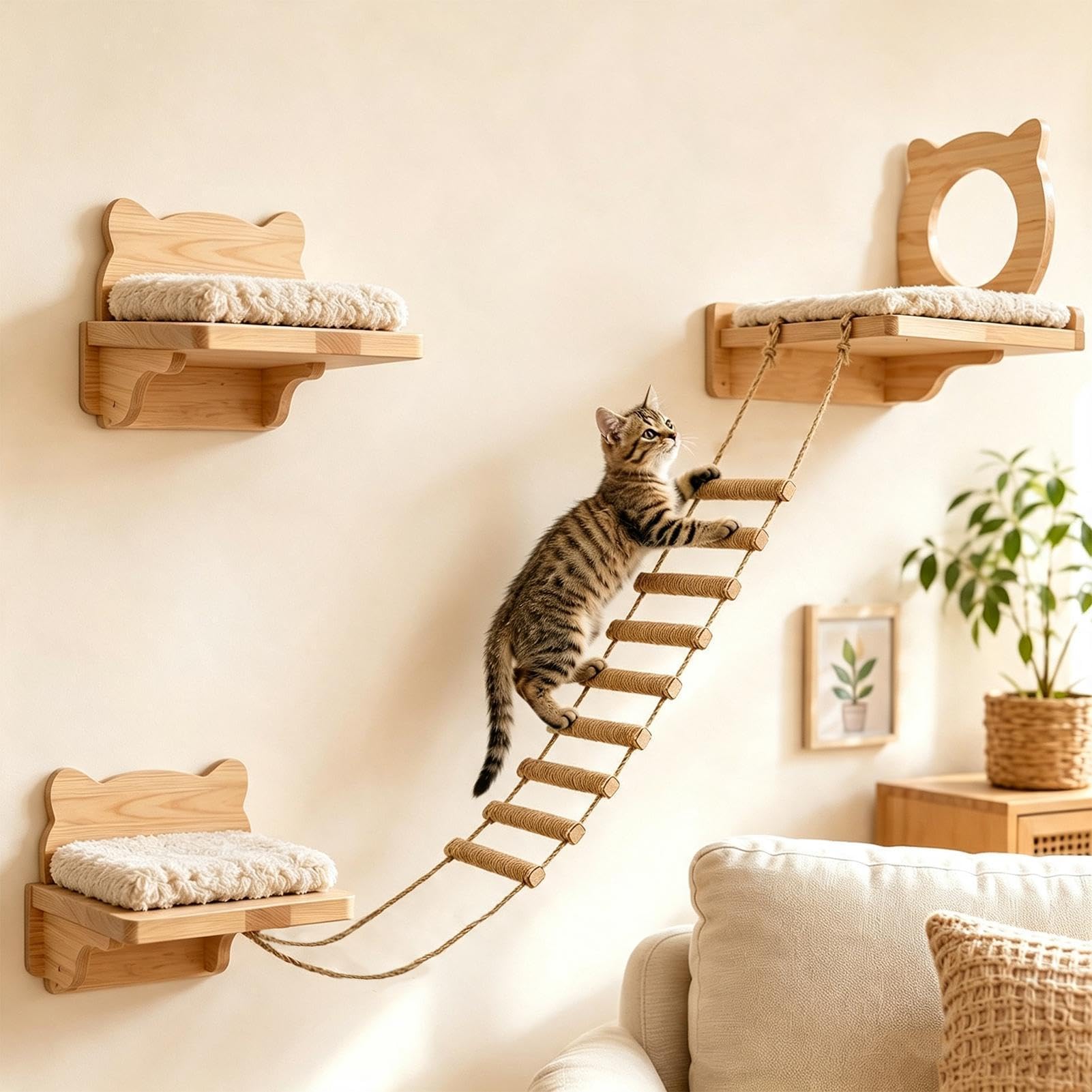 Katzenkletterleiter Bissfest Sisal Kätzchen Spielzeug Kratzrahmen