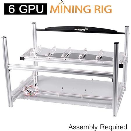AAAwave 6 GPU Mining Rig Frame - Stackable Open Frame Design Mining Rig Case with Fan mounts - Crypto Currency ETH Coin GPU Miner Chassis. Ethereum/Zcash/Decred