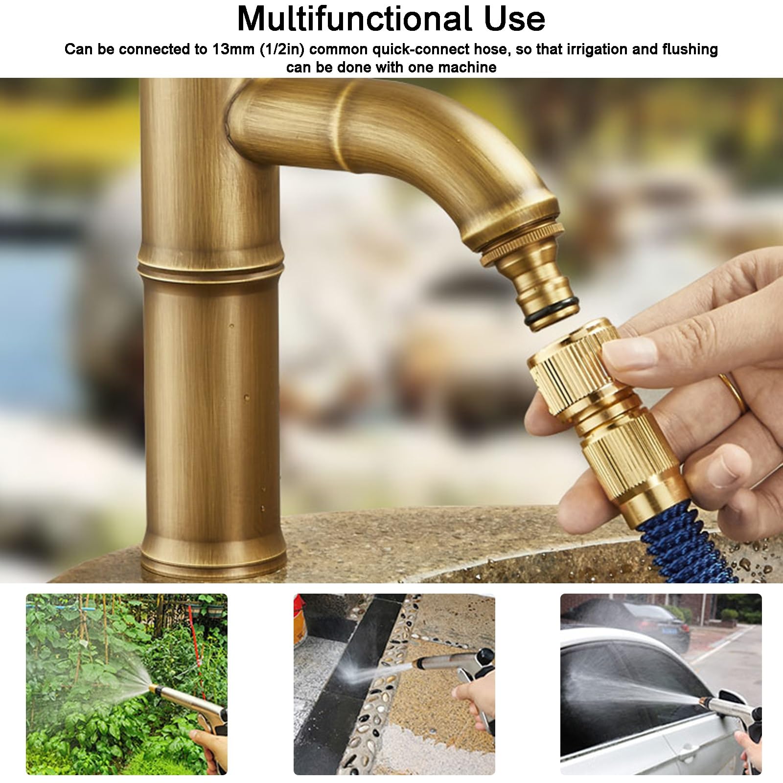 Rubinetto da Giardino, Fontana da Esterno, con Maniglia Liscia, Uscita Acqua Antispruzzo, per Irrigazione e Innaffiamento(21cm/8in)