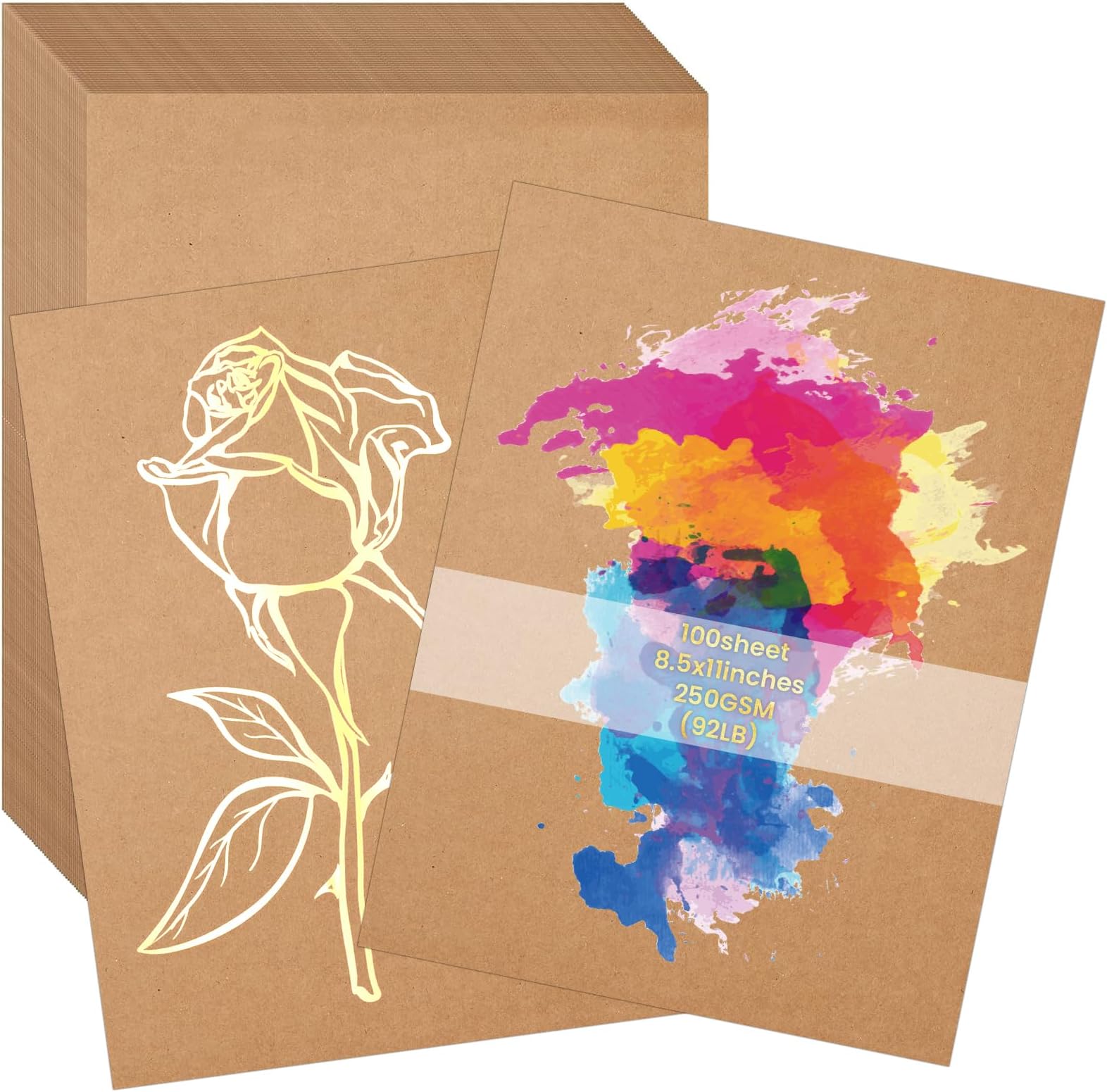 50 Sheets Brown Kraft Cardstock 4 x 6 Inch Thick Paper