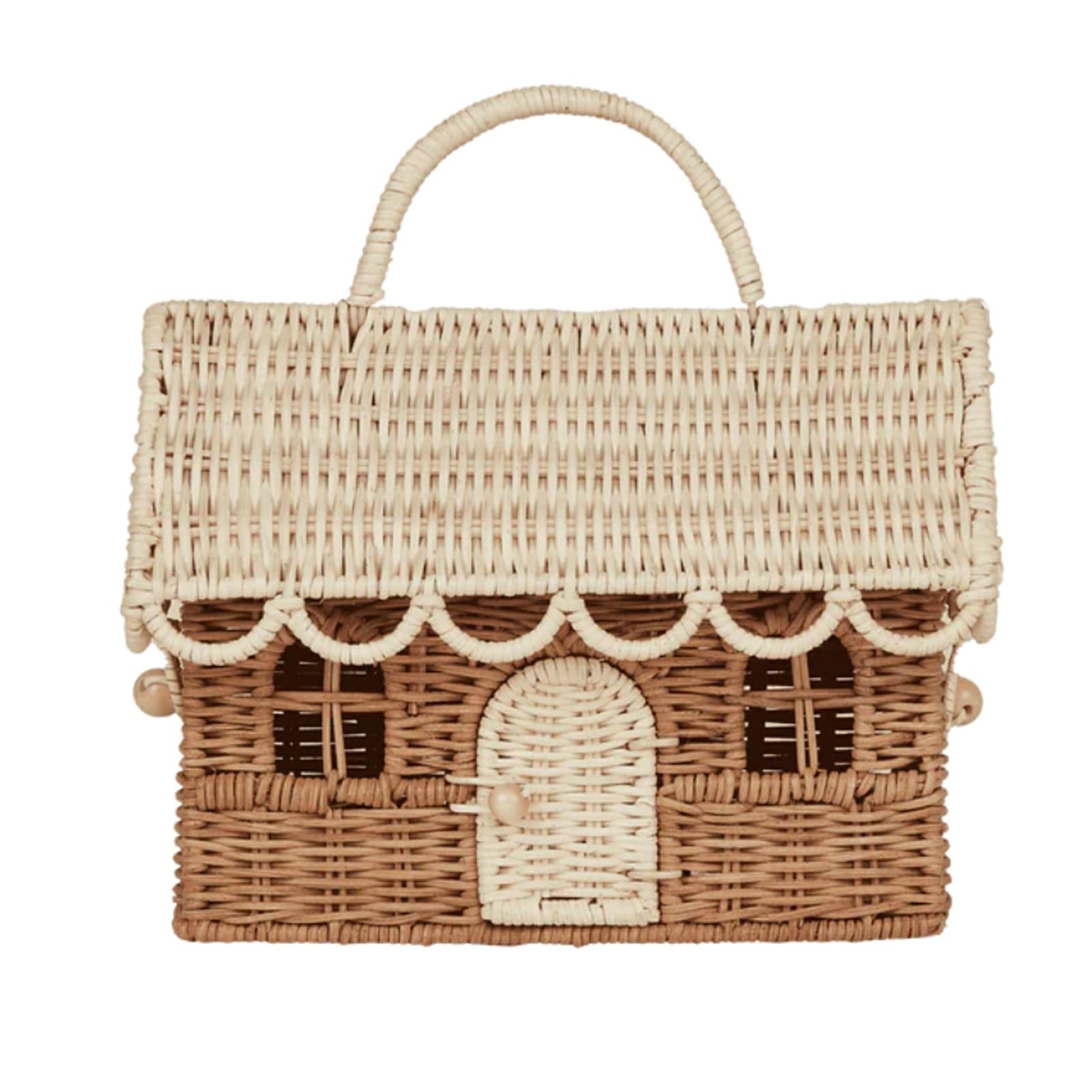 House Shaped Basket House Rattan Bag Wicker Woven Handbag Straw Knitted Box Bags for Women Handmade Travel Beach Square Basket