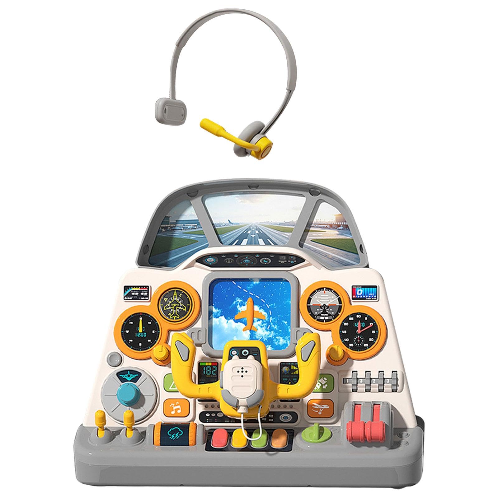 Sharplace Busy Board, tavoletta sensoriale per attività, giocattolo di simulazione della cabina di pilotaggio, materiale didattico con luci e regalo da viaggio
