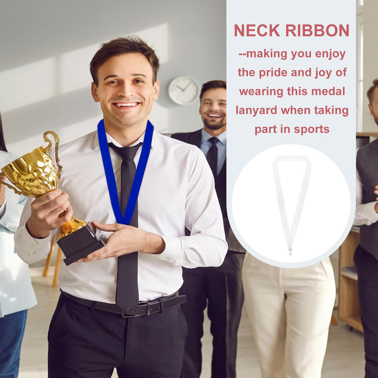 PATIKIL Award Neck Ribbons, 50 Pack Polyester Medal Lanyards with Snap Clip Blank Award Ribbon for Competitions Achievement Sports Party, White