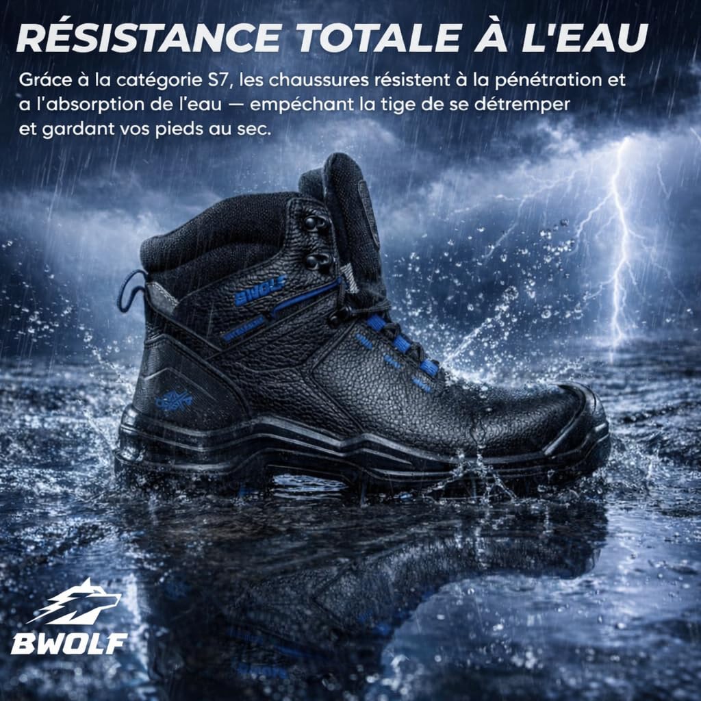 BWOLF PANZER HI S7S Chaussures de sécurité imperméables S7S | Embout composite | Protection anti-perforation en Kevlar | Semelle en polyuréthane antidérapante