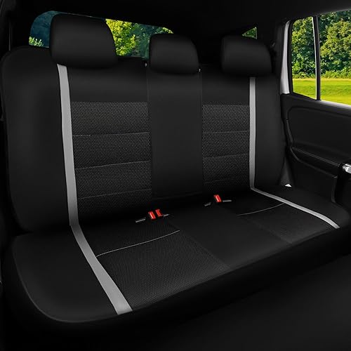 Miniatura 9 de CAR-GRAND - Juego completo de fundas de asiento para auto, de cuero de lujo y malla espaciadora transpirable, ajuste universal, compatible con