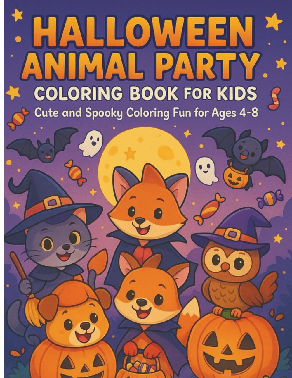 Halloween Animal Party Coloring Book for Kids: Cute and Spooky Coloring Fun for Ages 4–8
