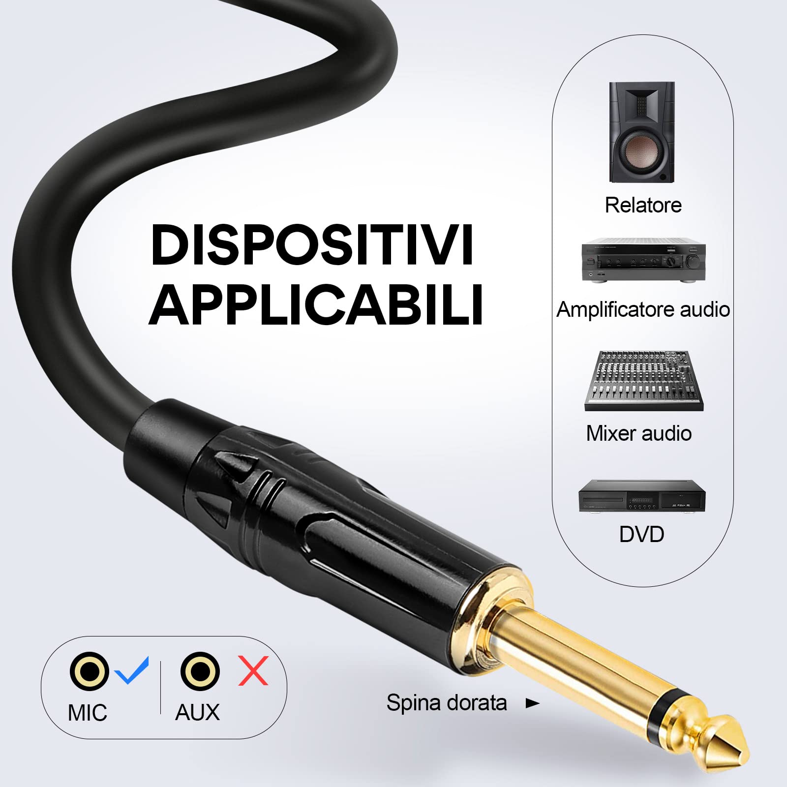 OneOdio ON55 Microfono Dinamico Cardioide con Cavo XLR da 5 m e Supporto per Clip, Microfono Vocale Portatile in Metallo con Interruttore On/Off per Registrazione, Canto Karaoke, Discorso