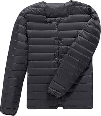 Down jacket mens collarless down round neck V-neck thin section