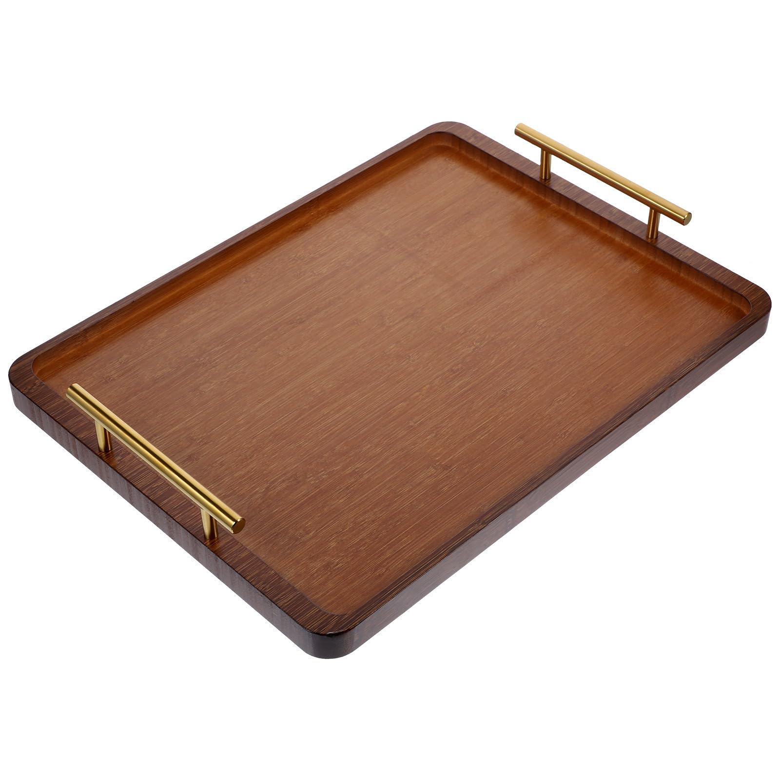 Gatuida Vassoio Rettangolare con Manici, Multiuso per Servire Snack e Frutta, Vassoio Decorativo Marrone per Intrattenere Ospiti, 40x30cm