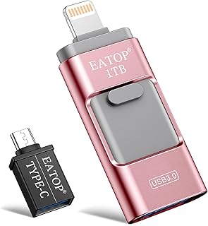 EATOP USB Flash Drive 1TB, 3.0 USB Memory Stick External Storage Thumb Drive Photo Stick for iPhone/iPad/Android and Computer, Rose Gold