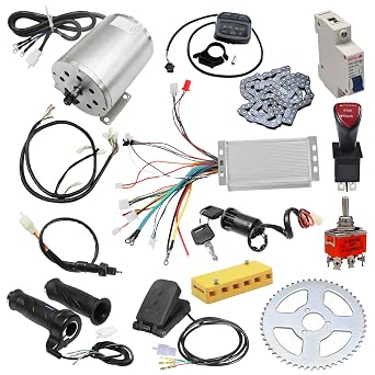1800W Electric Brushless DC Motor Kit, 48V 4500rpm Motor with 32A Speed Controller with Throttle Kit for Scooter Go Kart Lawn Mower E Bike Motorcycle