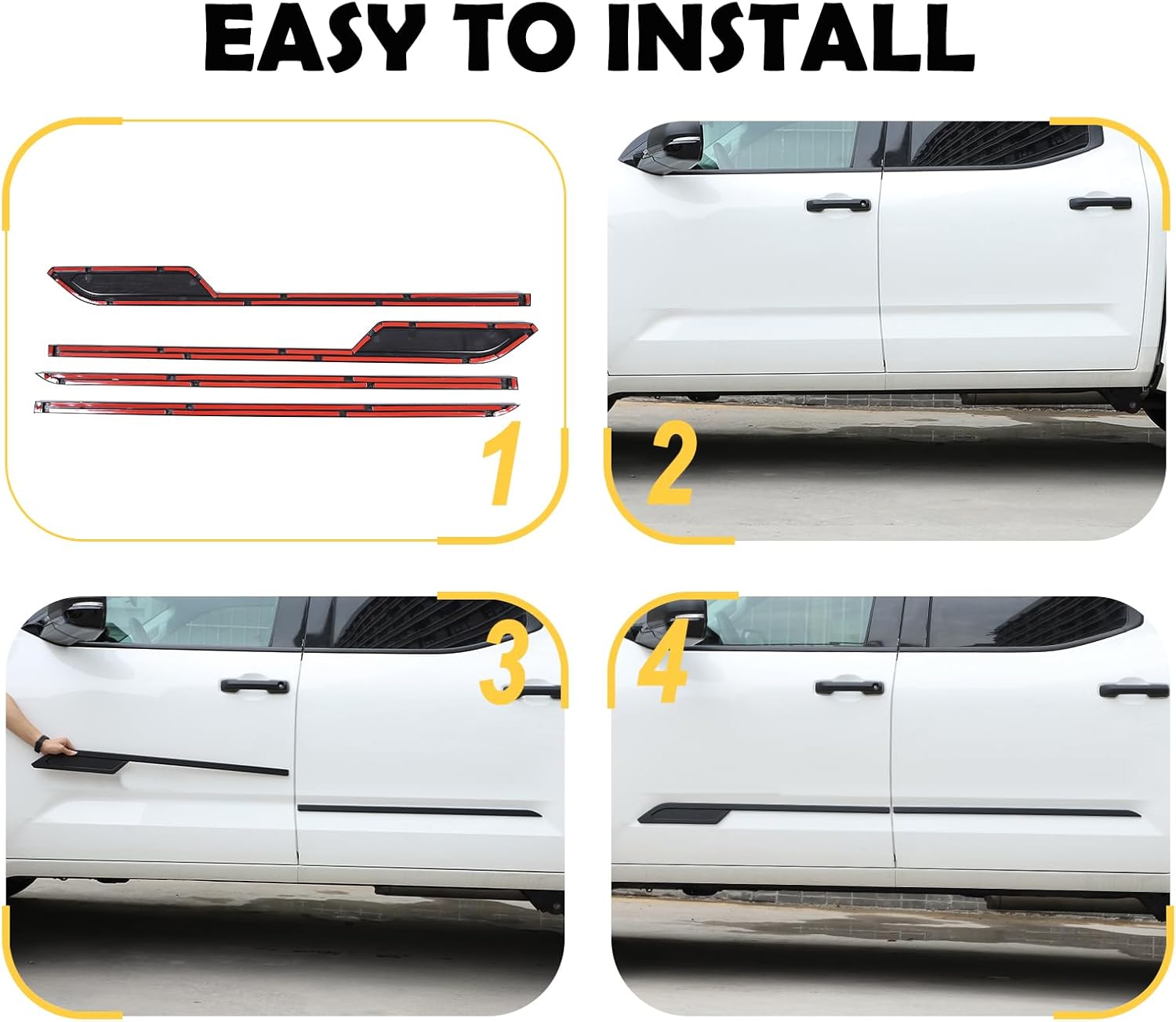 Body Side Door Molding Guard Cover Trims Compatible with Toyota Tundra 2022-2023, Dent Prevent Car Door Protector Accessories(Carbon Fiber Pattern)