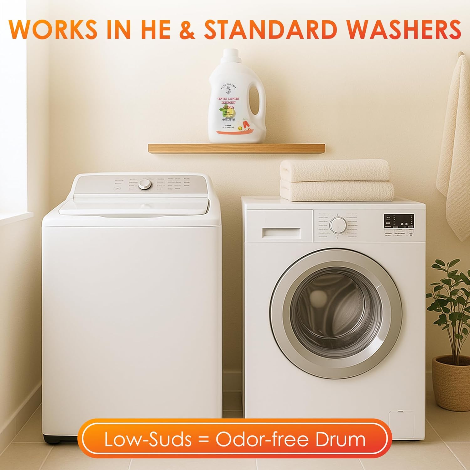 Citrus Organic Plant- Based Laundry Detergent 68 Fl Oz | 66 Loads, Natural Hypoallergenic Non-Toxic Soap for Sensitive Baby Skin. Concentrated Enzyme Stain Remover, Sulfate Free - Image 7