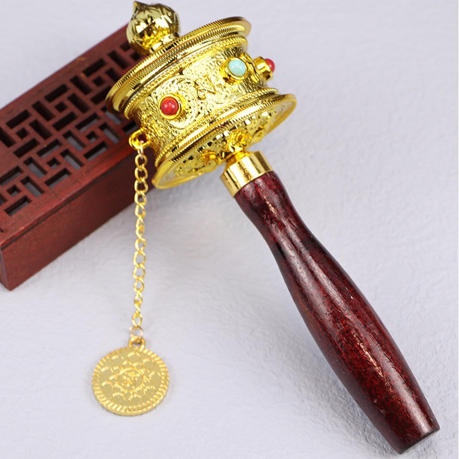Ruota Di Preghiera A Mano - Ruota Di Preghiera Buddista Tibetana, Strumento Di Meditazione Portatile, Cilindro Di Mantra Sacro, Dispositivo Di Benedizione Religiosa | Strumento Portatile Per La Pratic