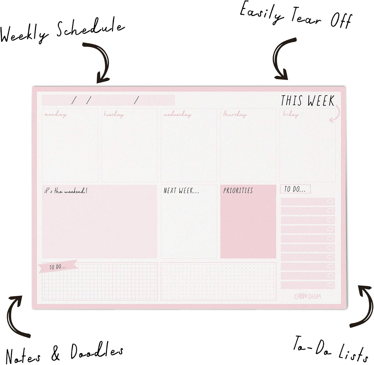 Pukka Pad Carpe Diem Weekly Planner Pad for Daily Organization Scheduling, & Appointments, Includes To-Do List, Weekend - Image 4
