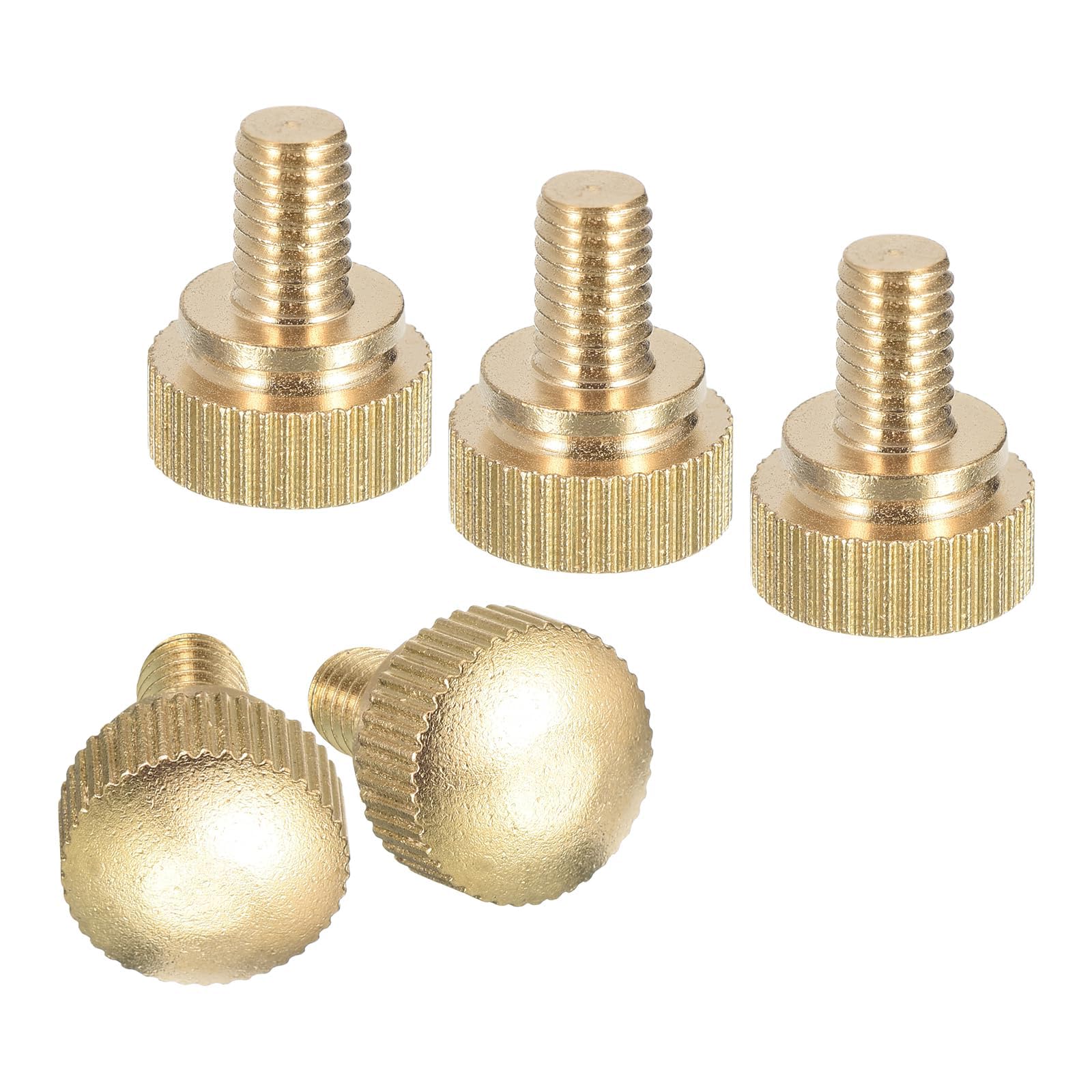 TA-VIGOR M6 Knurled Thumb Screws Bolts 5pc, 25mm Brass Knurled Thumbscrew with Shoulder Grip Knob Fasteners for Home, Server Panels, 3D Printers, Machinery & DIY